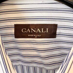 Canali Frech Cuff Long Sleeve Striped Dress Shirt